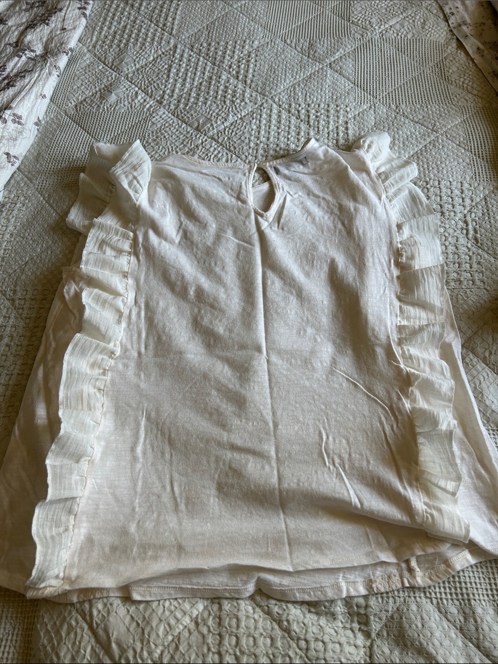 Studio Y Cream Ruffled Embroidered Blouse - Picture 2 of 3
